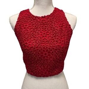 Carmen Marc Valvo Women's Red Crop Top